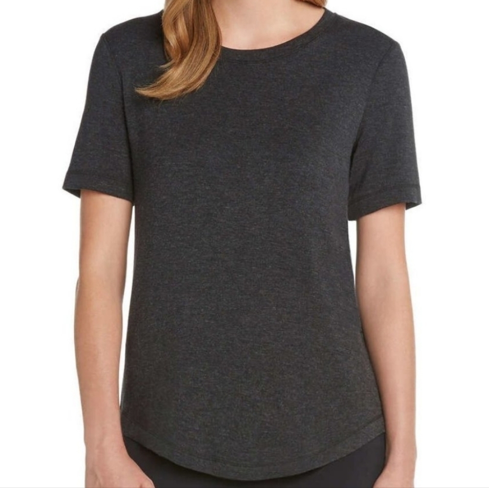 Matty M French Terry Roll Cuff T-shirt Charcoal Grey S